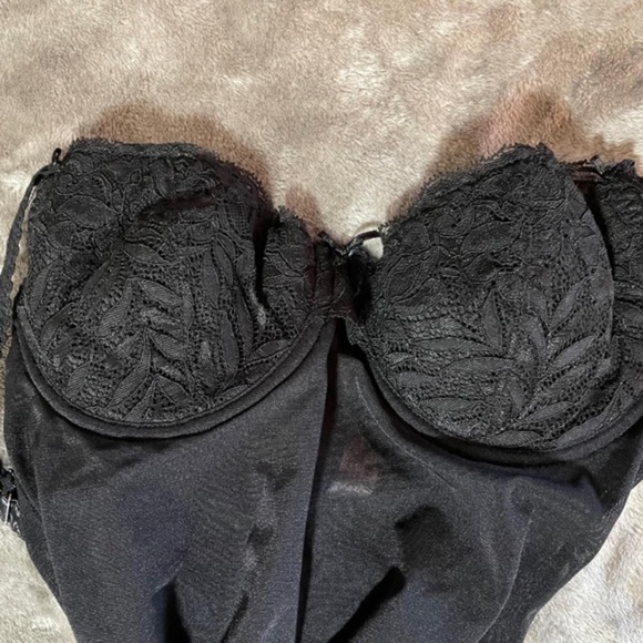 Roselle Black Sheer and hard Lace Body Suit Romper Girdle. Size M - Picture 3 of 7